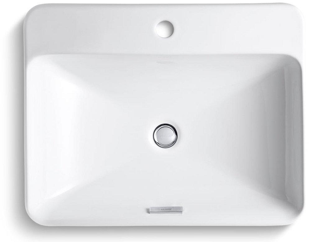 KOHLER White 23 in. Drop-in or Vessel Mount Rectangular Vitreous China Bathroom Sink 