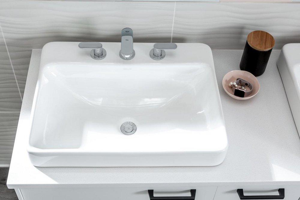 KOHLER White 23 in. Drop-in or Vessel Mount Rectangular Vitreous China Bathroom Sink 