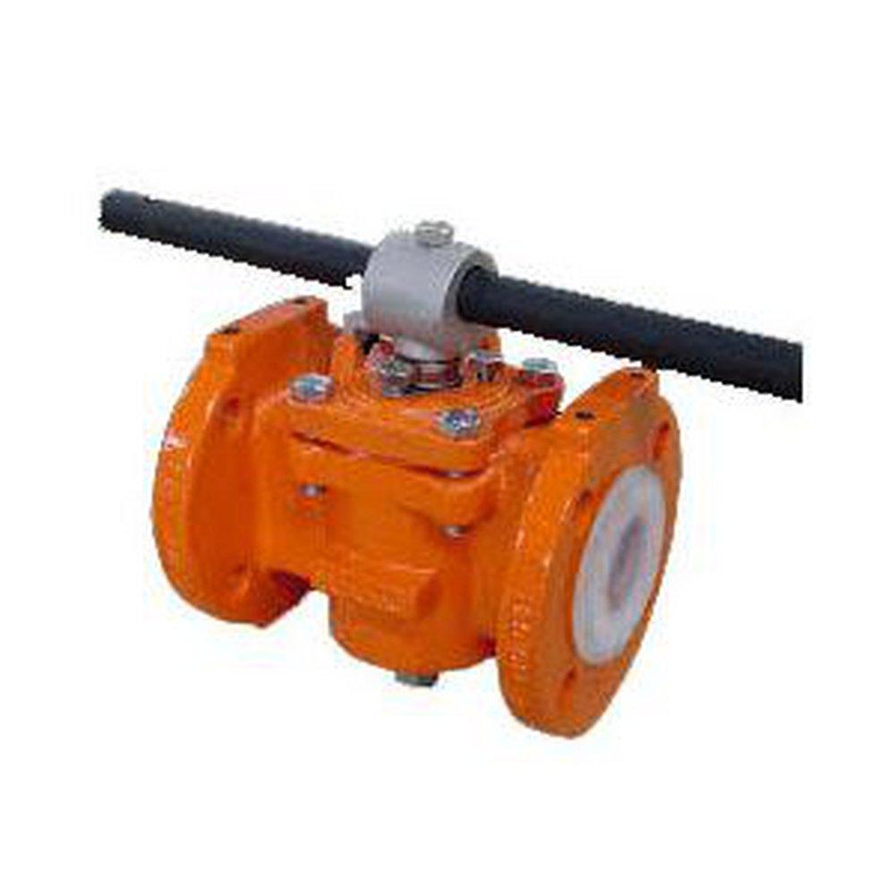 Xomox 150# RF FLG DI PFA Lined Plug Valve with Locking Wrench Operator, Ductile Iron Body, Ductile Iron Plug, PFA Body Liner, PFA Plug Liner 