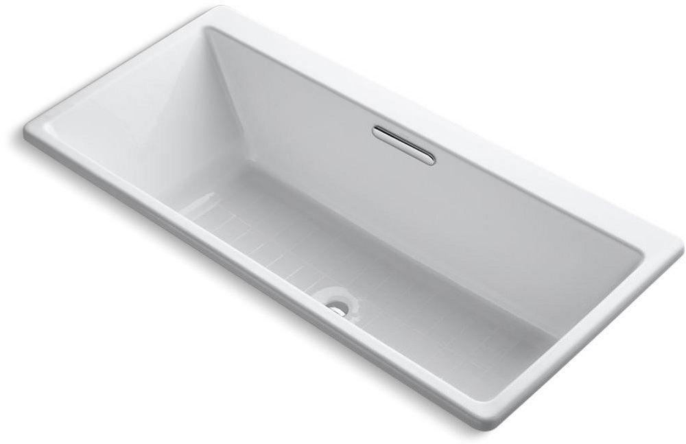 KOHLER White 66-15/16 x 31-1/2 in. Drop-In Bathtub with Center Drain 
