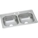 2 Hole Stainless Steel Double Bowl Self-rimming or Drop-in Kitchen Sink in Satin Stainless Steel