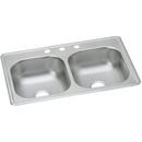 33 x 19 in. 3 Hole Stainless Steel Double Bowl Drop-in Kitchen Sink in Elite Satin