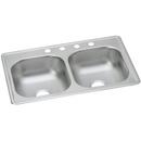 33 x 19 in. 4 Hole Stainless Steel Double Bowl Drop-in Kitchen Sink in Elite Satin