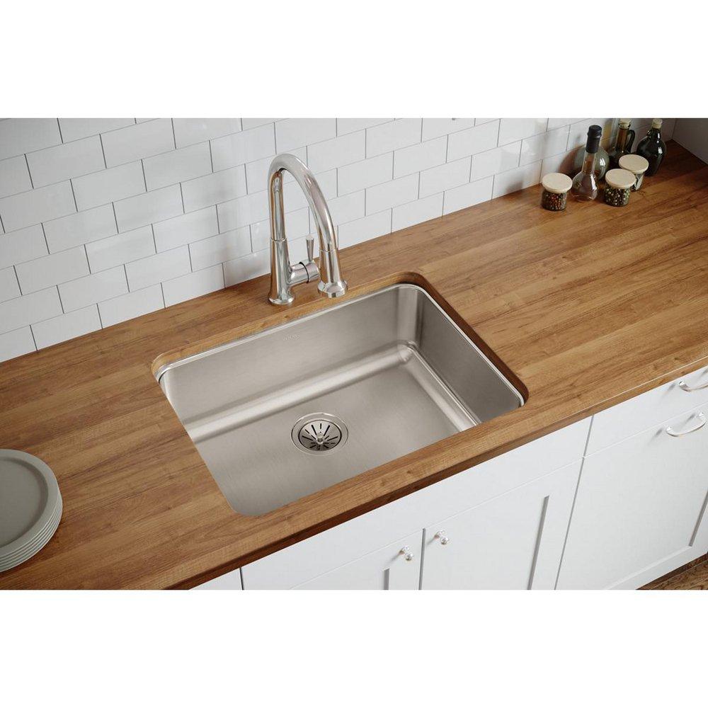 Elkay Lustrous Satin 25-1/2 x 19-1/4 in. No Hole Stainless Steel Single Bowl Undermount Kitchen Sink 