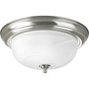 2 Light 75W Flush Mount Ceiling Fixture with Alabaster Glass Brushed Nickel