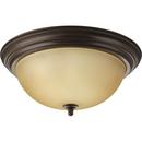 15-1/4 x 6-5/8 in. 60 W 3-Light Medium Flush Mount Ceiling Fixture with Etched Light Topaz Glass in Antique Bronze