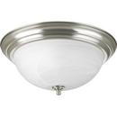 Progress Lighting Brushed Nickel 15-1/4 x 6-5/8 in. 60 W 3-Light Medium Flush Mount Ceiling Fixture with Alabaster Glass 