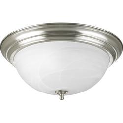 15-1/4 x 6-5/8 in. 60 W 3-Light Medium Flush Mount Ceiling Fixture with Alabaster Glass in Brushed Nickel