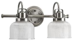 17 in. 100W 2-Light Bathroom Vanity Light Fixture in Antique Nickel