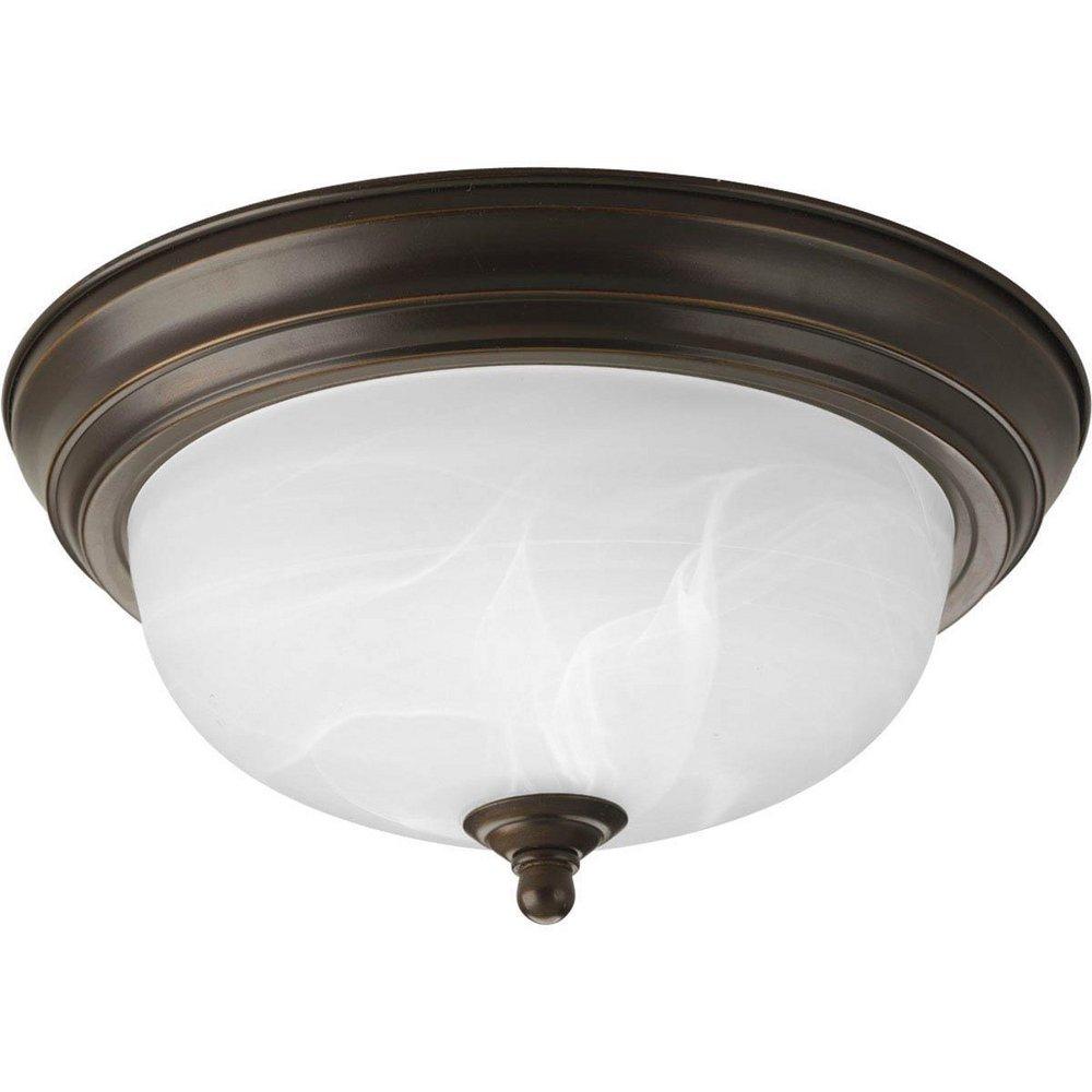 Progress Lighting Antique Bronze 5-1/2 in. 60 W 1-Light Medium Flush Mount Alabaster Glass Ceiling Fixture in Antique Bronze 