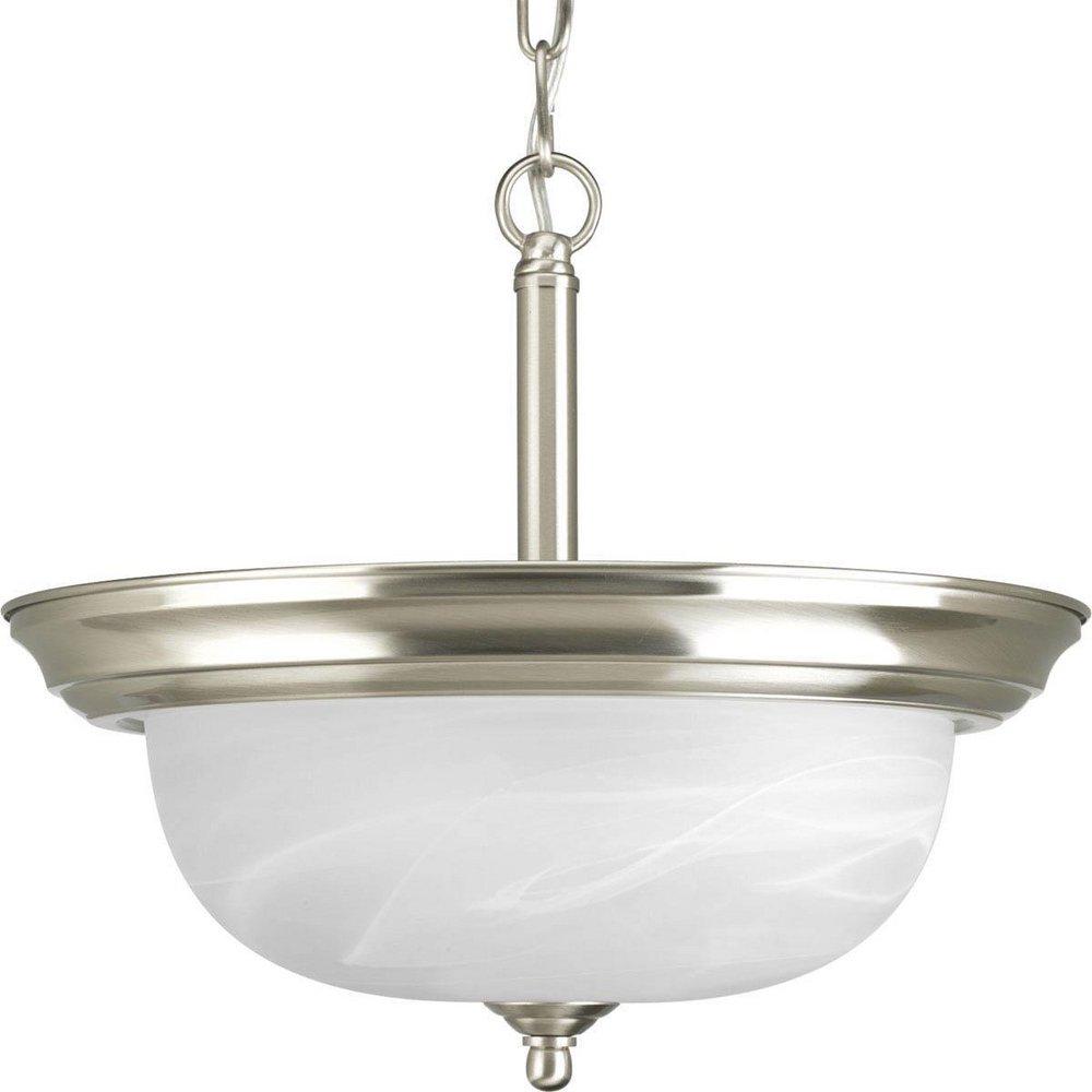 Progress Lighting Brushed Nickel 60W 2-Light Semi-Flush Mount Convertible Ceiling Fixture 