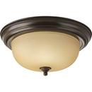 2 Light 75 W Medium Ceiling Flush Mount with Etched Glass Antique Bronze