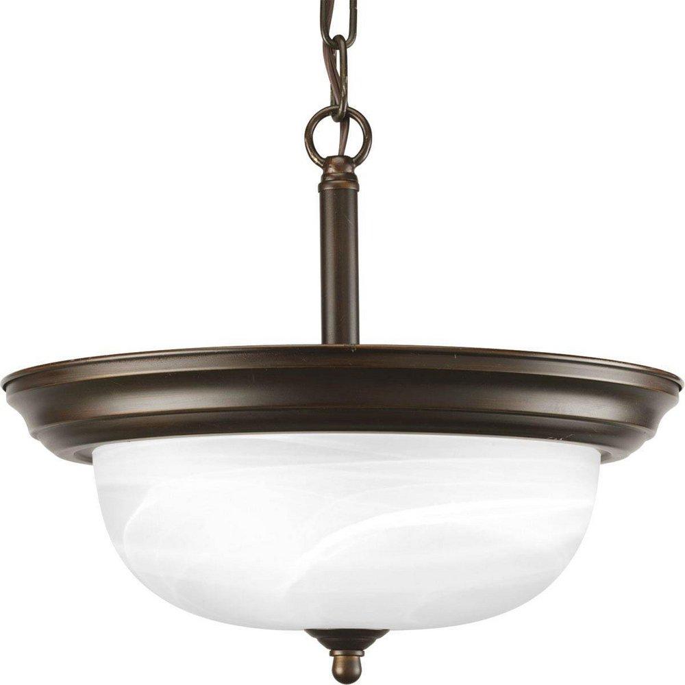 Progress Lighting Antique Bronze 60W 2-Light Semi-Flush Mount Convertible Ceiling Fixture 