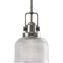 Progress Lighting Antique Nickel 1 Light 100W Pendant with Prismatic Glass 