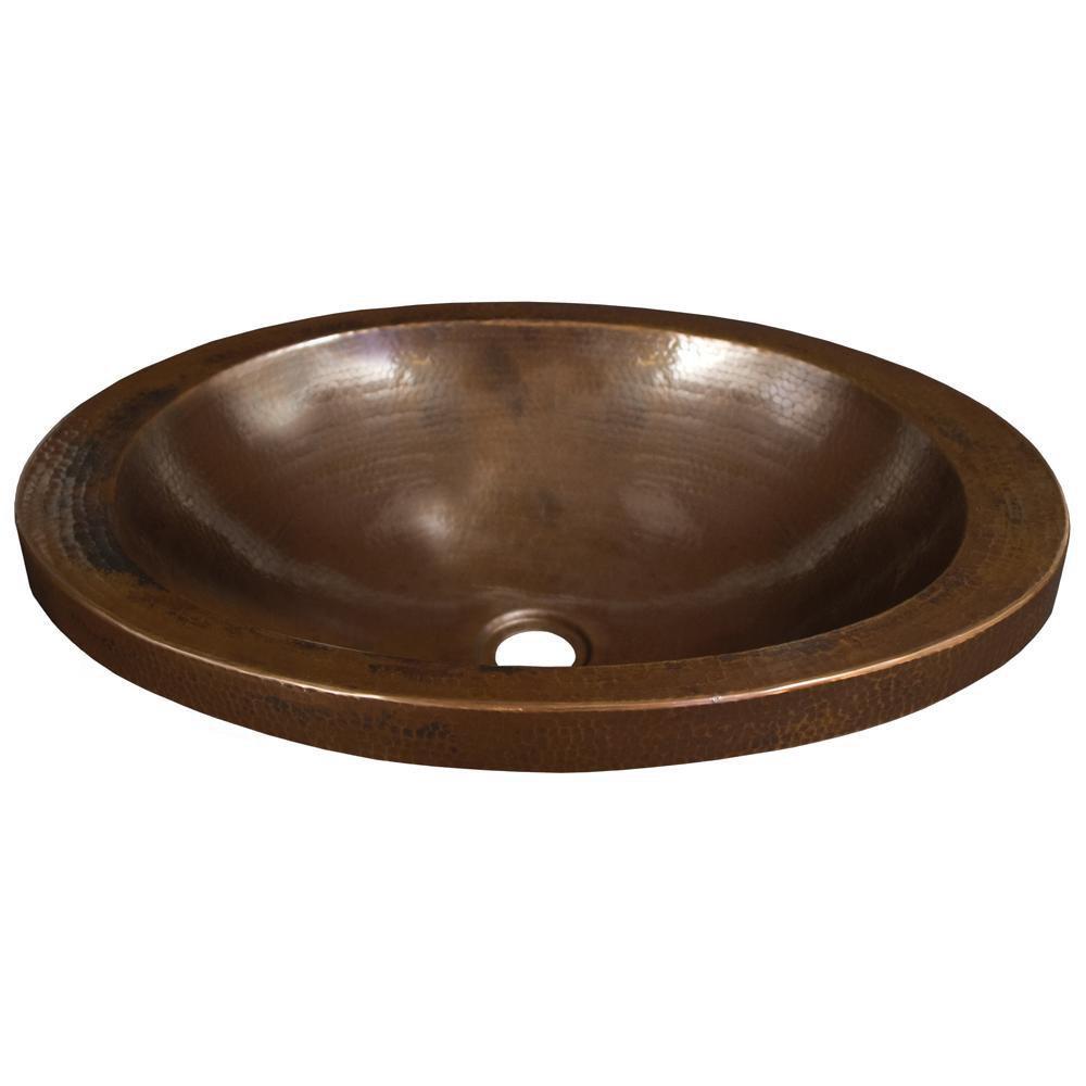 Native Trails Antique Copper 21 x 14 in. Drop-In Lavatory Sink 