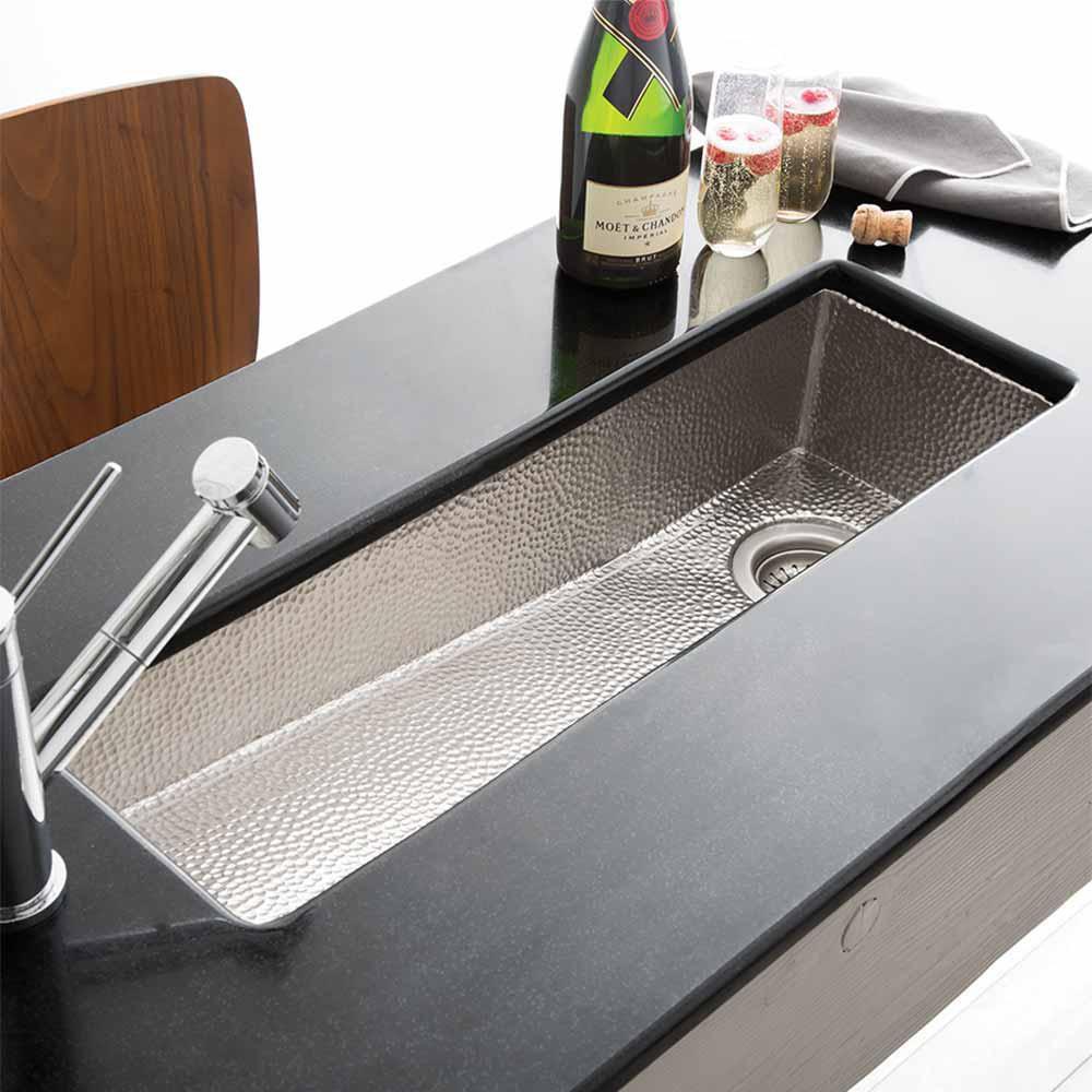 Native Trails Brushed Nickel 30 x 11 in. Drop-in and Undermount Copper Bar Sink 