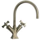 Double Cross Handle Single Post Lavatory in Brushed Nickel