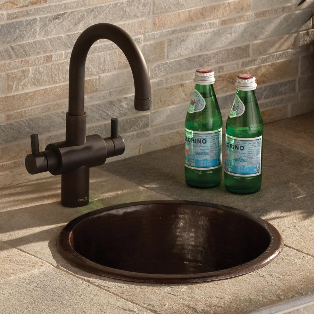 Native Trails Antique 12-1/2 x 12-1/2 in. Dual Mount Copper Bar Sink 
