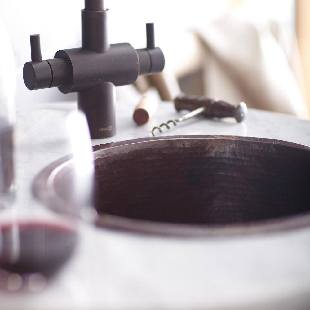 Native Trails Antique 12-1/2 x 12-1/2 in. Dual Mount Copper Bar Sink 