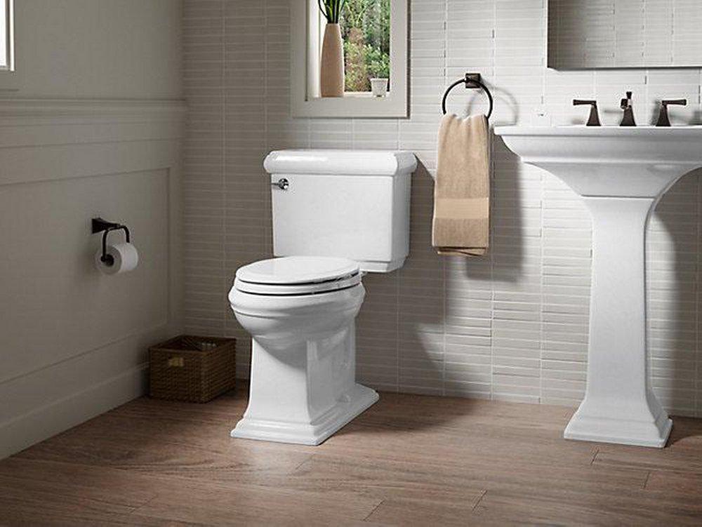 KOHLER White 1.28 gpf Elongated Floor Mount Two Piece Toilet 
