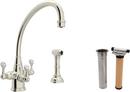 1-Hole Deckmount Kitchen Faucet with Triple Lever Handle and 8-5/8 in. Spout Reach in Polished Nickel
