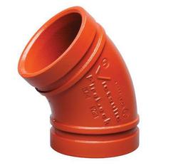 2 in. Grooved Orange Enamel Ductile Iron 45 Degree Sprinkler Elbow