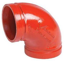 4 in. Orange Enamel Ductile Iron 90 Degree Sprinkler Elbow