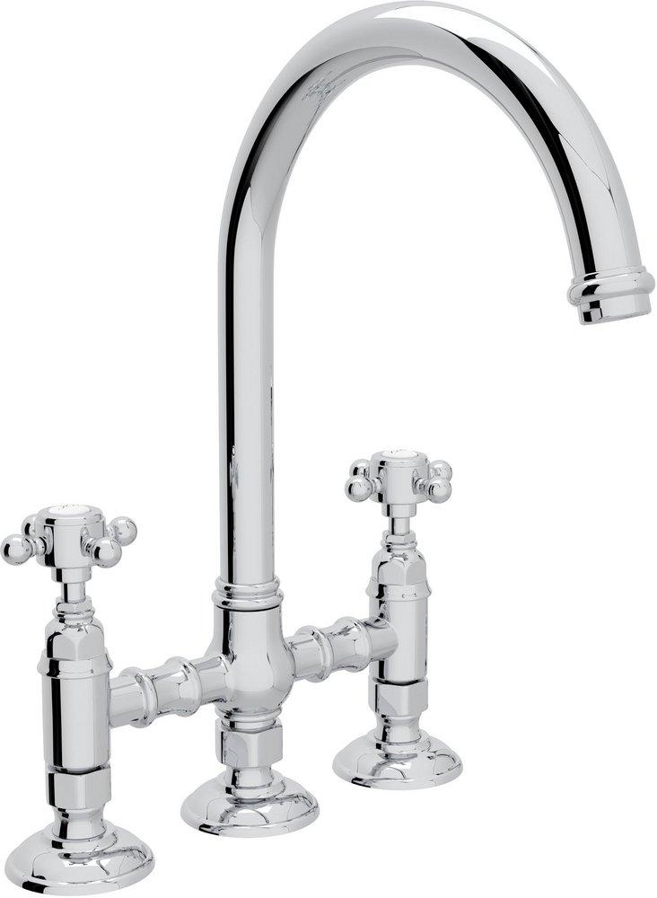 ROHL&reg; Polished Chrome Two Handle Bridge Kitchen Faucet 