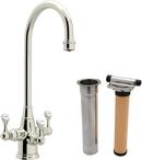 1-Hole Triple Lever Handle Column Spout Deckmount Bar Faucet in Polished Nickel