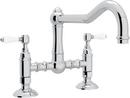 2-Hole Bridge Kitchen Faucet with Double Porcelain Lever Handle in Polished Chrome