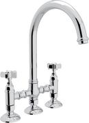 4-Hole Bridge Kitchen Faucet with Five Spoke Handle in Polished Chrome