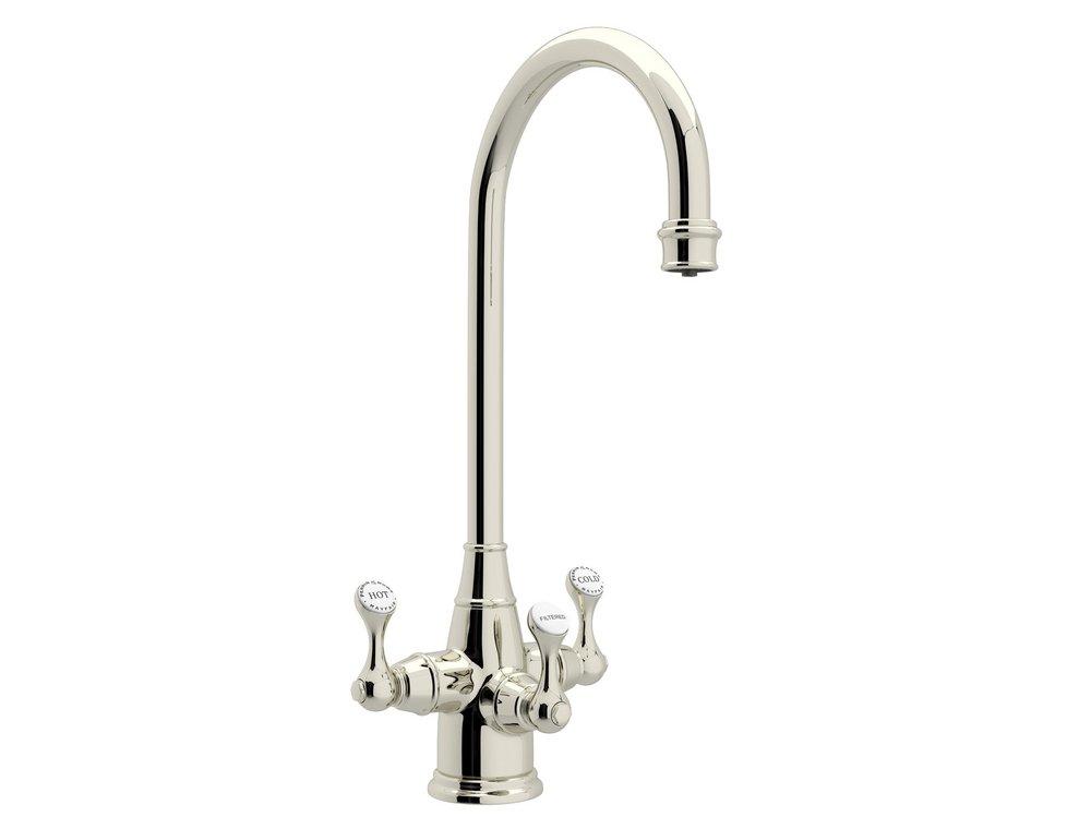 Perrin & Rowe Polished Nickel Three Handle Lever Bar Faucet 