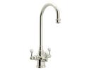 1-Hole Deckmount Bar Faucet with Double Lever Handle in Polished Nickel