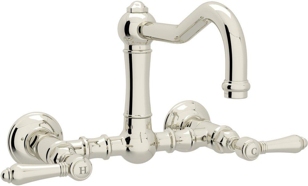 ROHL® Polished Nickel 1.5 gpm Metal Double Lever Handle Kitchen Bridge Faucet 