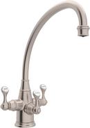 1-Hole Filtering Kitchen Faucet with Triple Lever Handle in Satin Nickel