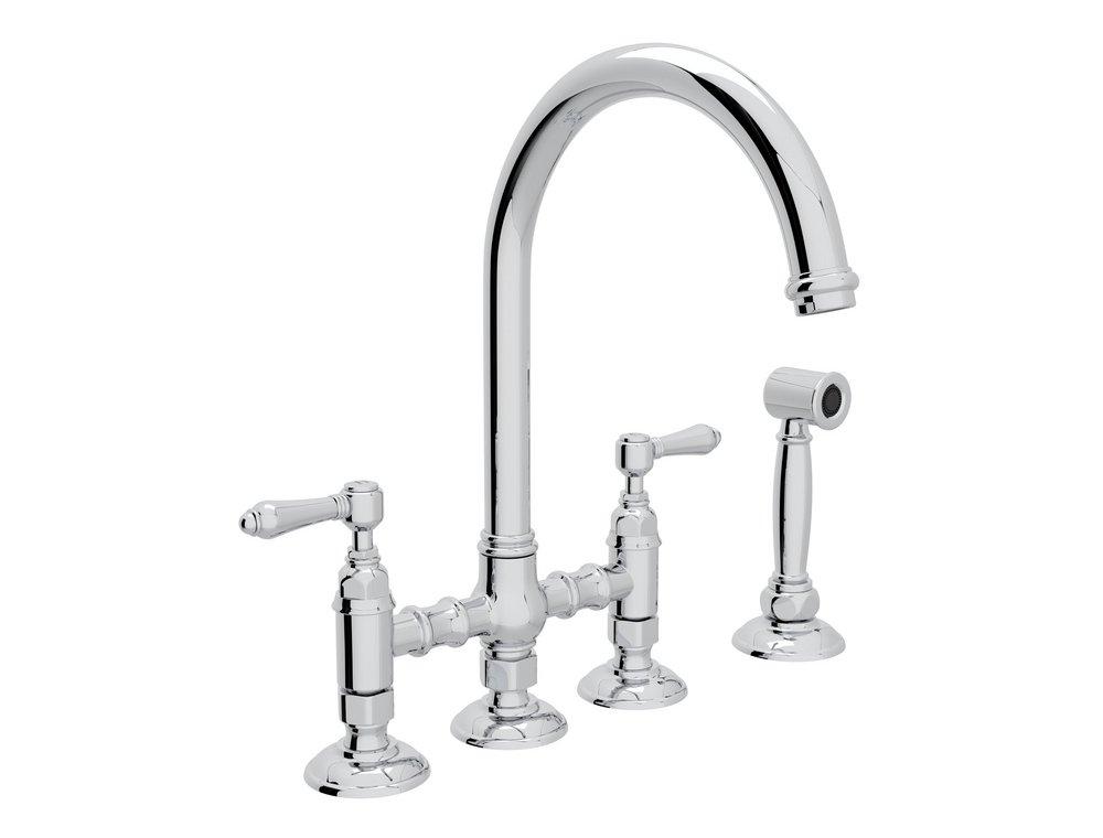 ROHL&reg; Polished Chrome Two Handle Bridge Kitchen Faucet 