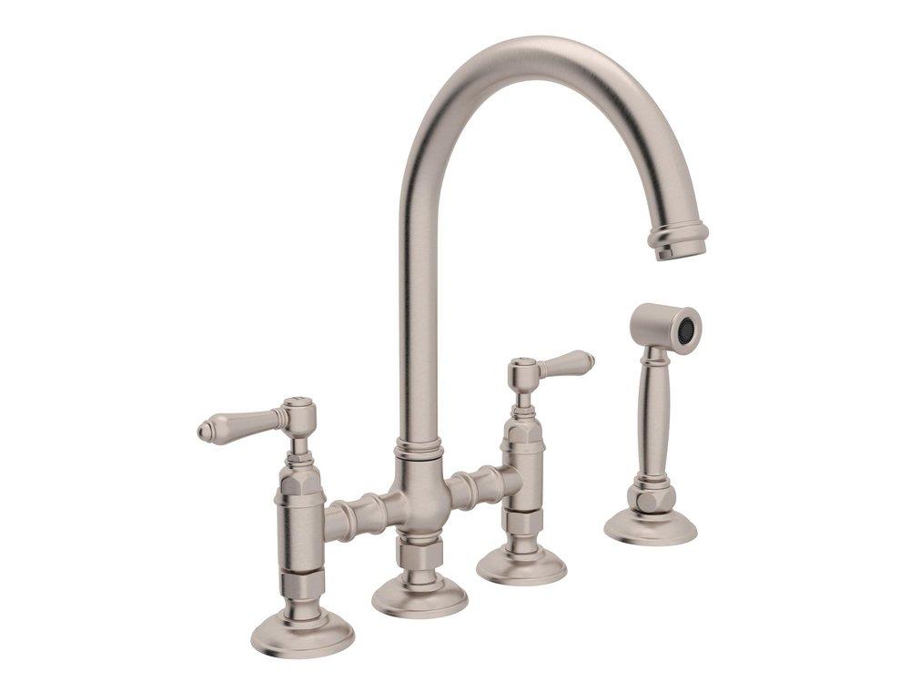 ROHL® Satin Nickel Two Handle Bridge Kitchen Faucet 