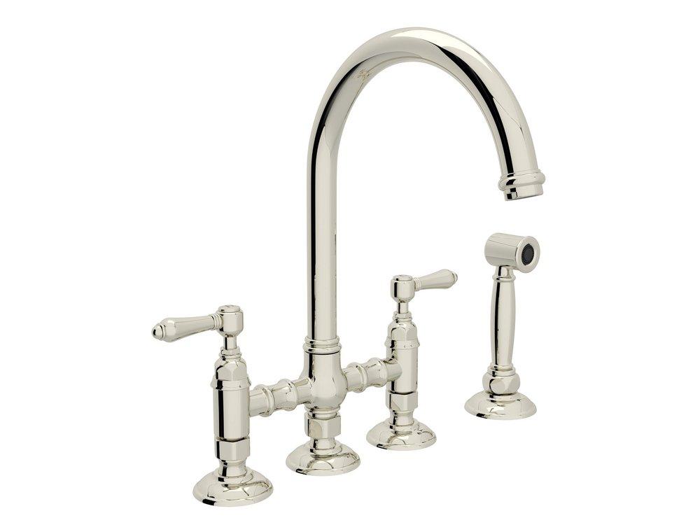 ROHL® Polished Nickel Two Handle Bridge Kitchen Faucet 
