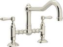 2-Hole Bridge Kitchen Faucet with Double Metal Lever Handle in Polished Nickel