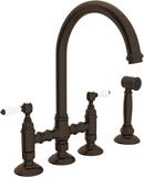 Bridge Kitchen Faucet with Double Lever Handle in Tuscan Brass