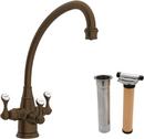 1-Hole Kitchen Faucet with Triple Lever Handle in English Bronze