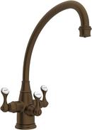 1-Hole Filtering Kitchen Faucet with Triple Lever Handle in English Bronze