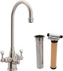 Perrin & Rowe Satin Nickel 1-Hole Triple Lever Handle Column Spout Deckmount Bar Faucet 