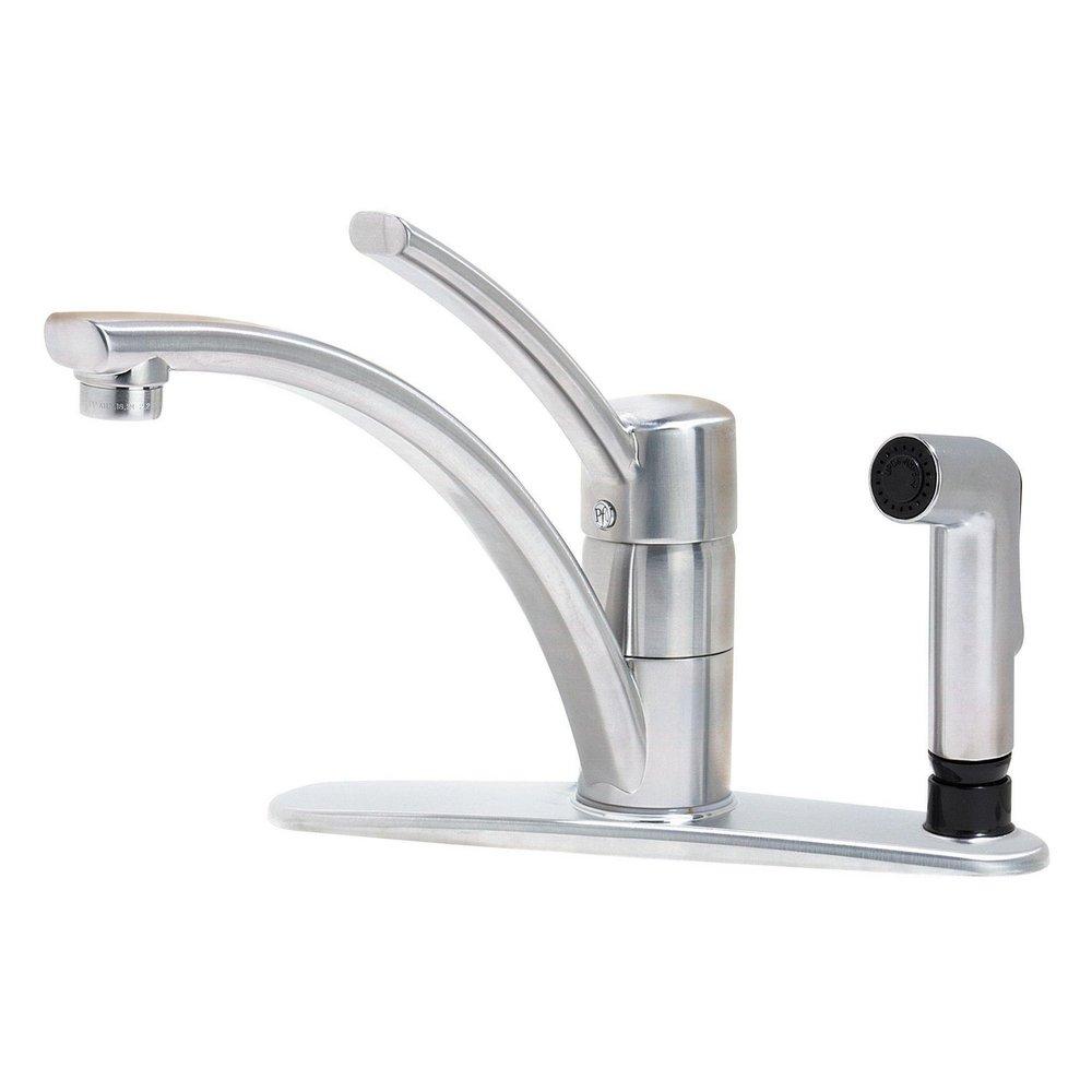Pfister Stainless Steel 1.8 gpm Single Lever Handle Deckmount Kitchen Sink Faucet 360 Degree Swivel Spout 
