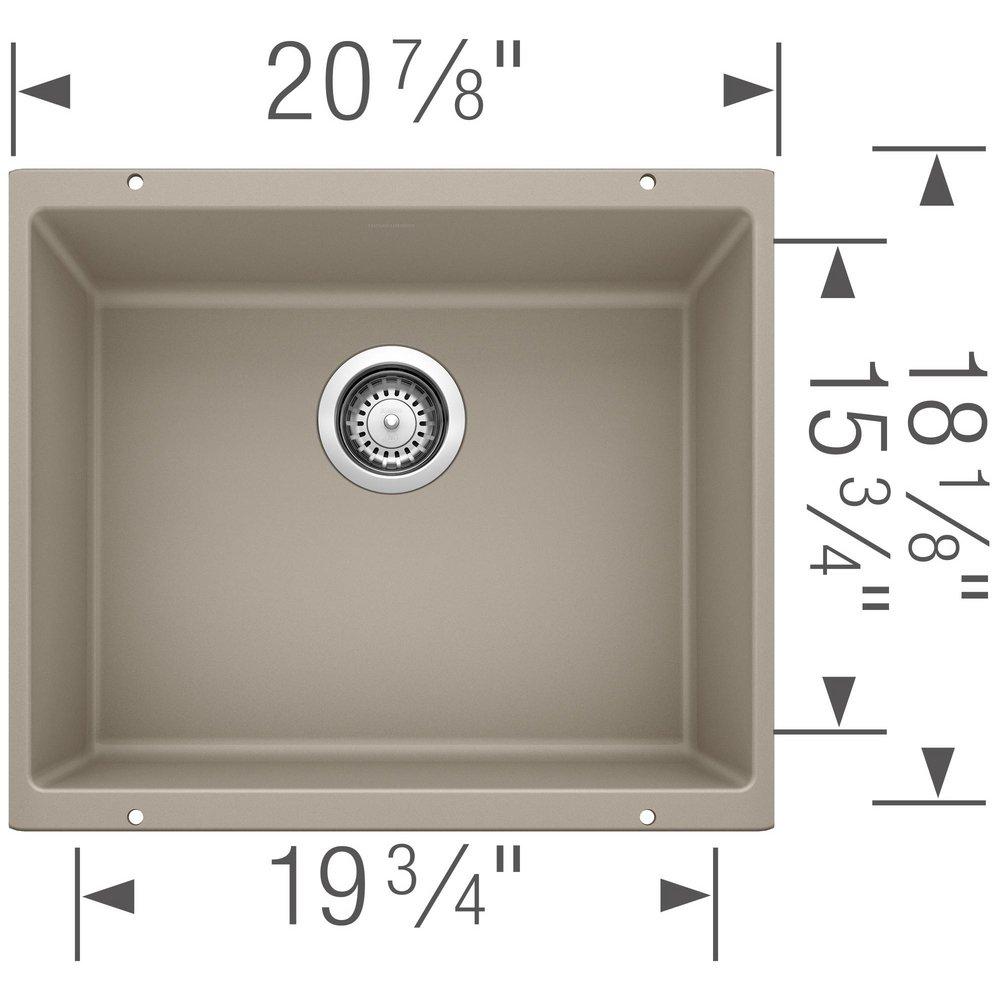 BLANCO Truffle 20-87/100 x 18-11/100 in. No Hole Composite Single Bowl Undermount Kitchen Sink 