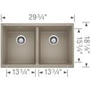 BLANCO Truffle 29-3/4 x 18-1/8 in. No Hole Composite Double Bowl Undermount Kitchen Sink 