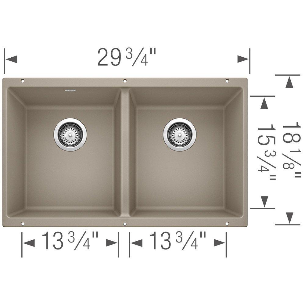 BLANCO Truffle 29-3/4 x 18-1/8 in. No Hole Composite Double Bowl Undermount Kitchen Sink 