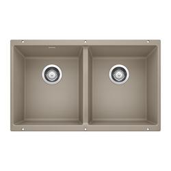 29-3/4 in. Undermount Silgranit Double Bowl Kitchen Sink in Truffle