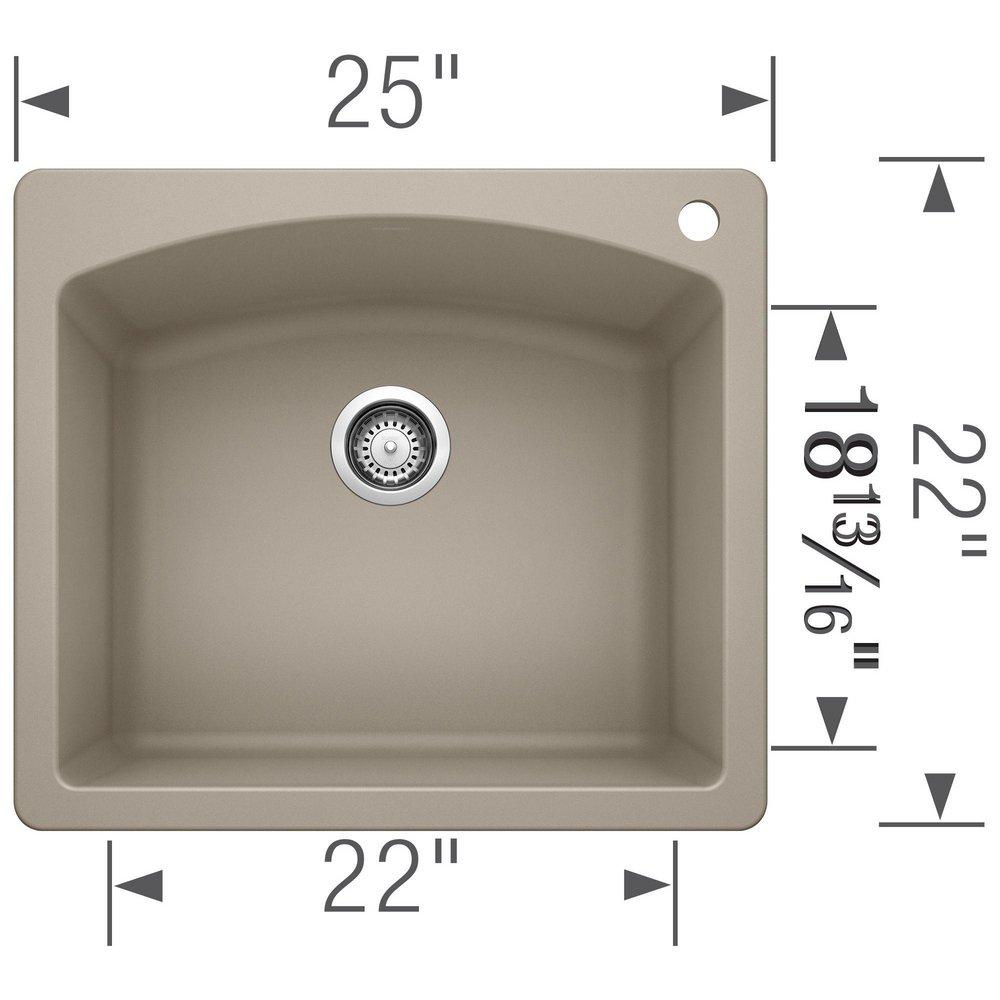 BLANCO Truffle 25 x 22 in. 1 Hole Composite Single Bowl Dual Mount Kitchen Sink 