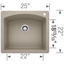 BLANCO Truffle 25 x 22 in. 1 Hole Composite Single Bowl Dual Mount Kitchen Sink 